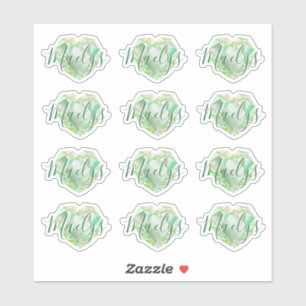 Sticker Ajouter un nom ou un monogramme Green Heart Diamon