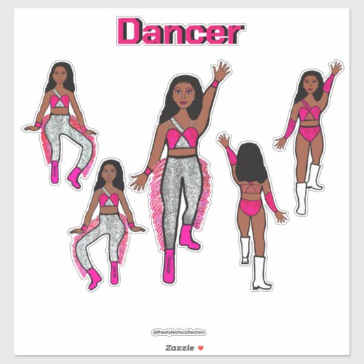 Sticker Ajouter un nom Pink Silver Dancer #1 (Feuille)