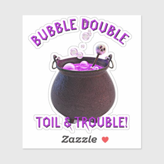 Sticker Ajouter un nom Texte, Double Trouble Witch Cauldro (Feuille)