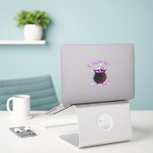 Sticker Ajouter un nom Texte, Double Trouble Witch Cauldro (Ordinateur portable sur le bureau)