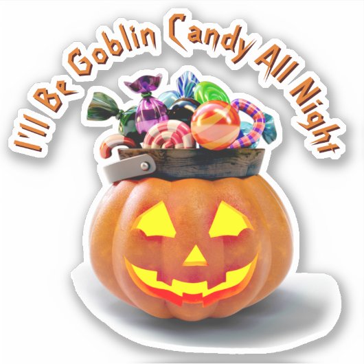 Sticker Ajouter un nom Texte, Goblin Candy Toute la nuit,  (Devant)