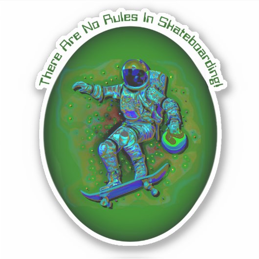 Sticker Ajouter un nom Texte, Skateboard Astronaut - Pas d (Devant)