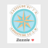Sticker Ajouter une navigation Rose de compass Latitude Lo (Feuille)