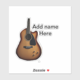Sticker Ajouter votre nom texte brun acoustique guitare éd