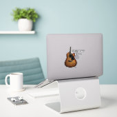 Sticker Ajouter votre nom texte brun acoustique guitare éd (Ordinateur portable sur le bureau)