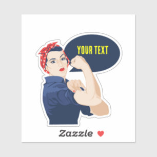 Sticker Ajoutez votre propre texte à rosie riveter