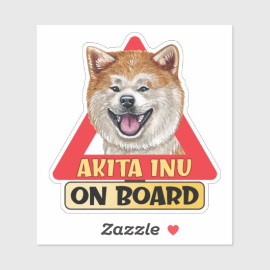 Sticker Akita Inu À Bord Chien Rouge Triangle Code De Rout (Feuille)