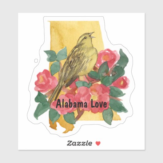 Sticker Alabama Love Yellowhammer Fleur Camellia Rose (Feuille)