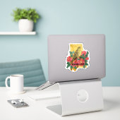 Sticker Alabama Love Yellowhammer Fleur Camellia Rose (Ordinateur portable sur le bureau)