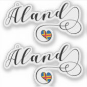 Sticker Åland Heart Flag, îles Aland, Finlande (Devant)