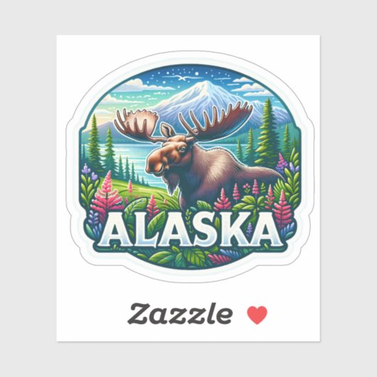Sticker Alaska, Moose, (Feuille)