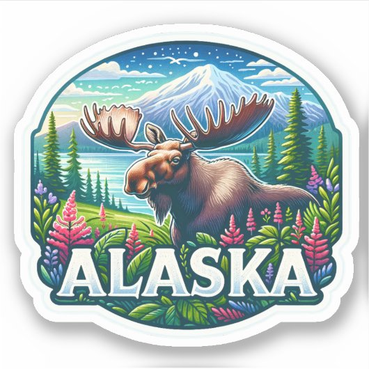 Sticker Alaska, Moose, (Devant)