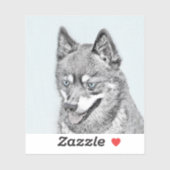 Sticker Alaskan Klee Kai Peinture - Cute Original Chien Ar (Feuille)