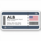 Sticker ALB Albany Boarding Pass - New York Travel (Devant)