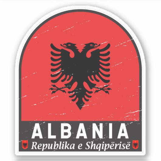 Sticker Albanie - Emblème du drapeau (Devant)