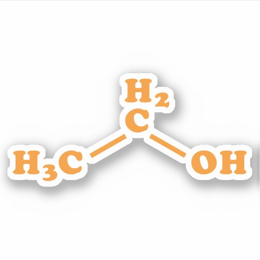 Sticker Alcool Éthanol Formule chimique moléculaire (Devant)