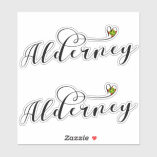 Sticker Alderney Drapeau Coeur, Îles Anglo-Normandes