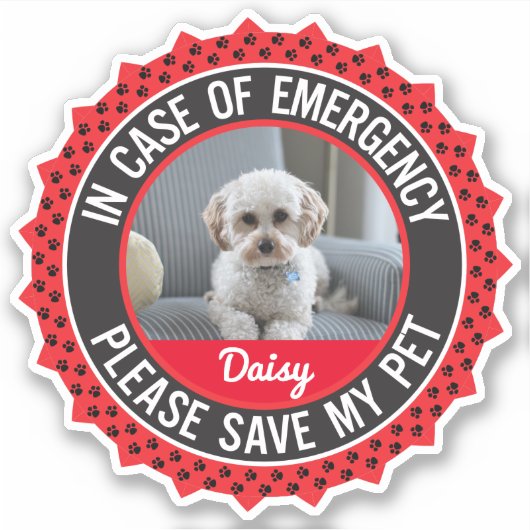 Sticker Alerte de sécurité pour animaux de compagnie avec (Devant)
