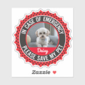 Sticker Alerte de sécurité pour animaux de compagnie avec (Feuille)