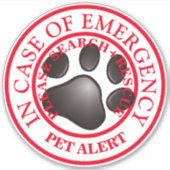 STICKER ALERTE POUR ANIMAUX DE COMPAGNIE (Devant)