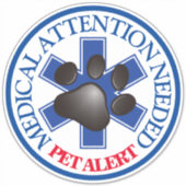 Sticker Alerte pour animaux de compagnie - Attention Médic (Devant)