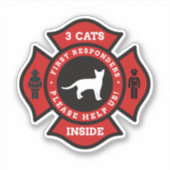 Sticker Alerte pour animaux de compagnie de trois chats (Devant)