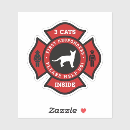 Sticker Alerte pour animaux de compagnie de trois chats (Feuille)