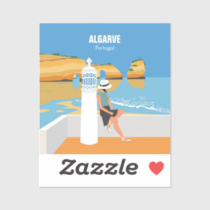 Sticker Algarve plage fille voyage vintage style
