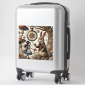 Sticker Alice au pays des merveilles Thé Art lapin blanc (Sur valise)