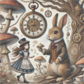 Sticker Alice au pays des merveilles Thé Art lapin blanc (Devant)