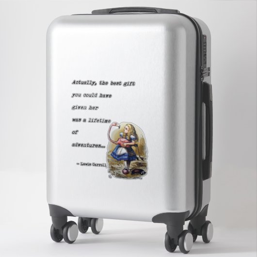 Sticker Alice In Wonderland - Devis Aventure Flamant rose (Sur valise)