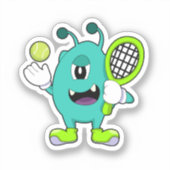 Sticker Alien à Tennis avec raquette de tennis (Recto)