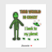 Sticker Alien avec UFO (Feuille)