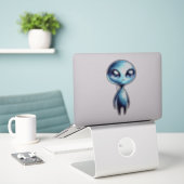Sticker Alien brillant bleu (Ordinateur portable sur le bureau)