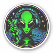 Sticker Alien dans les casques donnant un signe de paix (Devant)