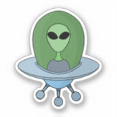 Sticker Alien dans son petit vaisseau spatial (Recto)