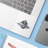Sticker Alien de yoga (Ordinateur portable avec iPhone)