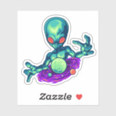 Sticker Alien éffrayant Et Sa Galaxie (Feuille)