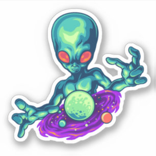 Sticker Alien éffrayant Et Sa Galaxie