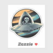Sticker Alien en vaisseau spatial (Feuille)
