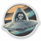 Sticker Alien en vaisseau spatial (Devant)