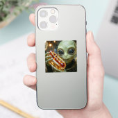 Sticker Alien Extraterrestre avec Hotdog Cristallin (Téléphone)