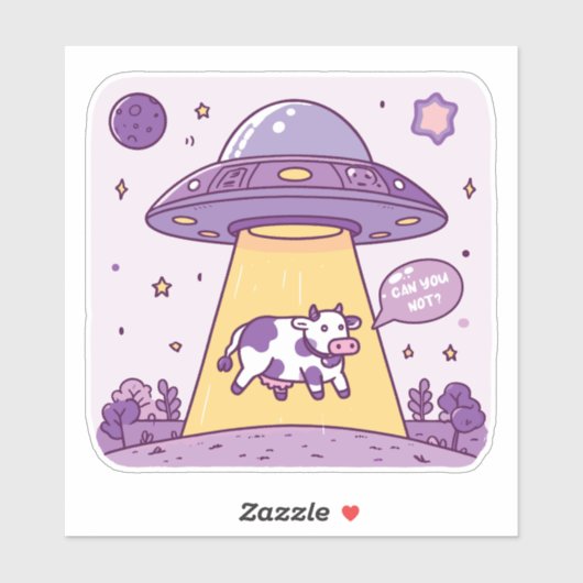 Sticker Alien gen Z enlèvement de vache (Feuille)