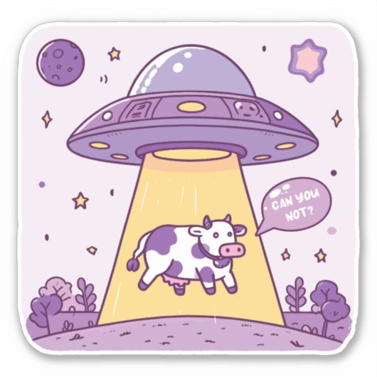 Sticker Alien gen Z enlèvement de vache (Devant)