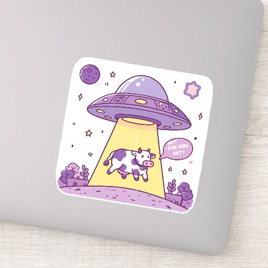 Sticker Alien gen Z enlèvement de vache (Détail)