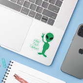 Sticker Alien - Hello Human (Ordinateur portable avec iPhone)