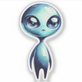 Sticker Alien Kawaii Bleu  (Devant)