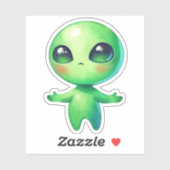 Sticker Alien Kawaii Vert (Feuille)