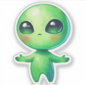 Sticker Alien Kawaii Vert (Devant)