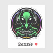 Sticker Alien Lecture de jeux vidéo avec Arrière - plan ét (Feuille)